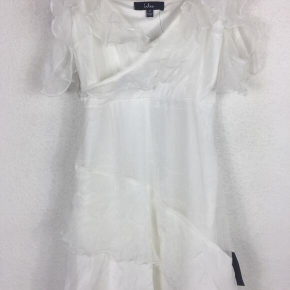 NWT Lulus Radiant in Ruffles White Ruffled Lace Cold Shoulder Maxi Dress XS - Picture 10 of 16